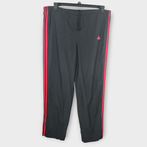 adidas Other - Adidas Track Pants Mens L Black W/ Red Stripes ZipAnkle Drawstring Waist Y2K VTG